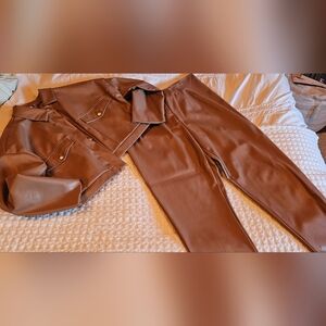 Stylish Brown Women's Jacket and Pants Set